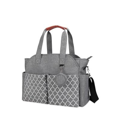 SONARIN Baby Nappy Changing Tote Bag Multi-Function Waterproof Baby Changing Bag Satchel Messenger Bag Travel Diaper Bag with Pacifier Holder Large Capacity for All Baby Accessories(Grey)