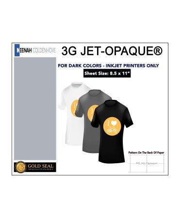 Neenah Coldenhove 3G Jet-Opaque Iron On Heat Transfer Inkjet Papers for Dark Fabrics 50 Sheets 8.5 x 11