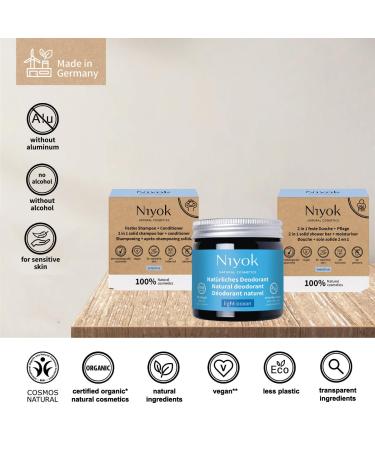 Natural Cosmetics 3-Pack Natural Deodorant Light Ocean 40ml Sensitive Shower Bar 80g and Sensitive Shampoo Bar 80g - Buy Online on SooperMarket.com