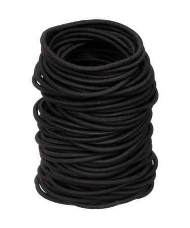 100 Pieces Hair Elastics Hair Ties Ponytail Holders Hair Bands (5 x 0.3 cm Black) 1.97x0.1 Inch (Pack of 100) Black