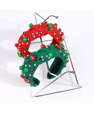 Bohue Rhinestone Pearl Knotted Headband Christmas Wide Headband Fashion Hair Bands Cross Knot Twisted Girl Hair Accessories for Christmas Party (Green) - Buy Online on SooperMarket.com