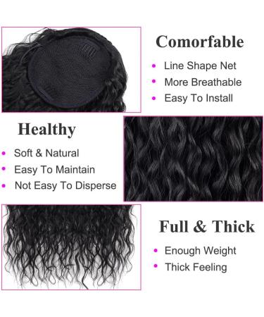30 Curly Drawstring Ponytail Extension - Synthetic Hairpiece for Women (1B#) - Buy Online on SooperMarket.com