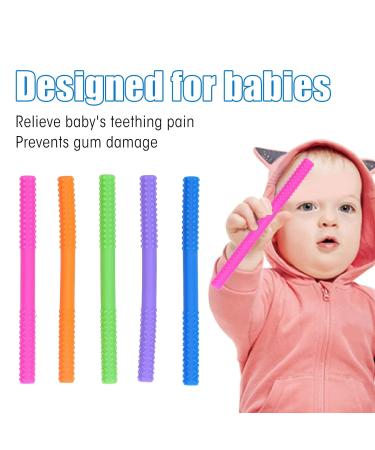 Soft Hollow Silicone Baby Teething Sticks 5Pcs for ADHD - Style 1 - Buy Online on SooperMarket.com