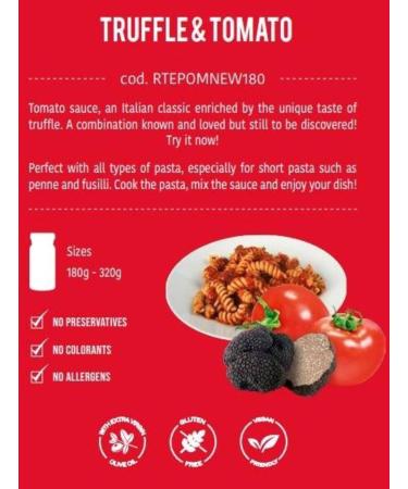 TARTUFI JIMMY Truffle & Tomato Sauce 180g - Buy Online on SooperMarket.com