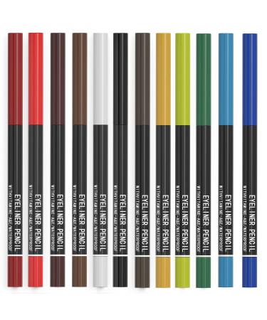 KAIQIKAIXI 12 Pieces Multicolor Eyeliner, Eyebrow, Eye Shadow, Lip & Lid Pen Makeup Set - Professional Beauty Tool Kit - Buy Online on SooperMarket.com