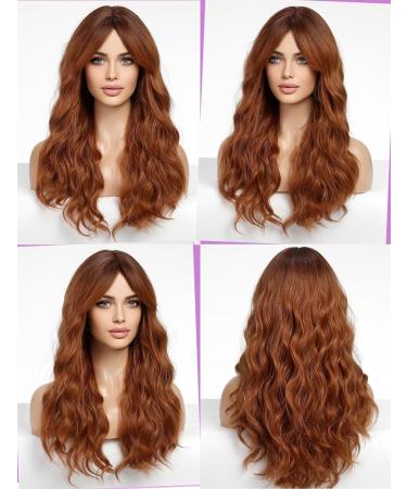 Wokestar Long Auburn Synthetic Hair Wig for Women with Curtain Fringe - Shop Now - Buy Online on SooperMarket.com