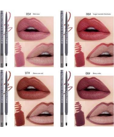 4PC Nude Lip Liner Set - Vegan & Cruelty-Free - Matte, Creamy Formula with Brush - Precise & Define for Easy Application - B01 - Buy Online on SooperMarket.com