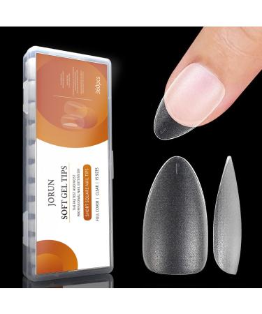 Almond Nail Tips 360PCS Short Nail Tips Nail Extensions Matte No File Soft Gel Nail Tips Full Cover Nail Tips Clear False Nails for Acrylic Extensions 15 Different Sizes Fit All Nails 05-360pcs Short Almond Shaped