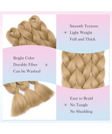 Tess Braids Extensions - 60 cm Jumbo Kanecalon Kunsthaar Hair Braids (Medium Blonde #24) for Box Braids - 100g/Bundle (1 Piece) - Buy Online on SooperMarket.com