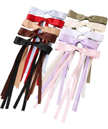 10PCS Hair Bows for Women Tassel Ribbon Hair Clip with Long Tail French Bow Hair Clips Solid Hair Ribbons for Women Girls - Buy Online on SooperMarket.com