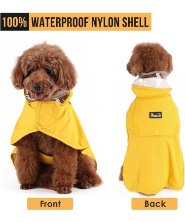 Lukovee Dog Raincoat with Clear Hood & Reflective Rim - Adjustable Waterproof Jacket for Dogs - Yellow - Size Large - Buy Online on SooperMarket.com