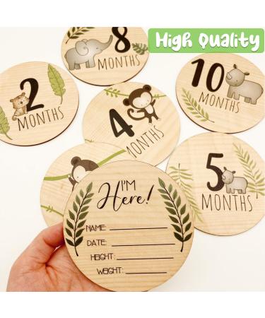Baby Milestone Cards Set | 7 Wooden Monthly Cards & 8 Festival Stickers | Baby First Year Growth Props for Unisex | Baby Shower Gifts - Buy Online on SooperMarket.com