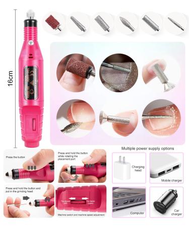 Electric Nail Drill & Acrylic Nail Tips Kit - 36W UV Lamp Gel Manicure Dryer 3D Synthetic Drill & 12 Color Glitter | International Shipping Available - Buy Online on SooperMarket.com