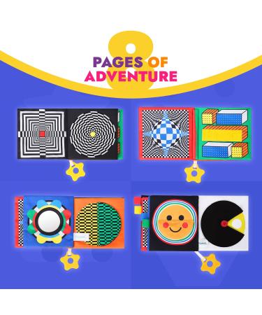 Papablic Luxury Baby Soft Book with Teether  High Contrast Black and White Crinkle Book for Early Education  Tummy Time Toys for Babies 0-12 Months with Baby Safe Mirror  Crinkle Pages and Squeaker - Buy Online on SooperMarket.com