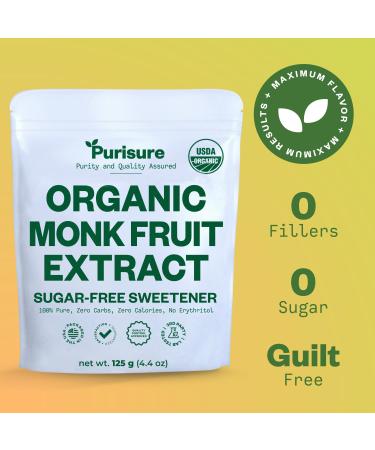 Organic Monk Fruit Extract 125g - Sugar-Free Natural Sweetener | 100% Pure, Paleo & Keto Friendly | Zero Calories & Carbs - PuriSure - Buy Online on SooperMarket.com