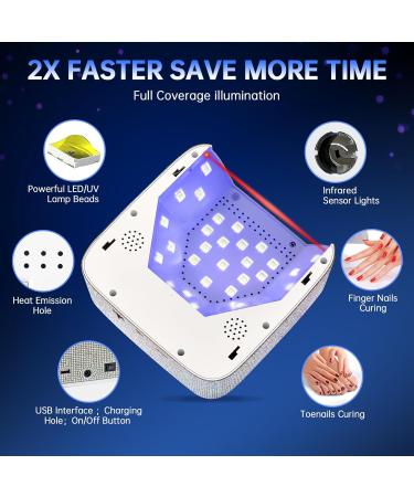 Buy UV LED Nail Lamp 72W - Rechargeable Sparkly Wireless Nail Dryer with 5 Timer Settings | Quick Dry Gel Polish Curing Light for Salon & Home - A-white - Buy Online on SooperMarket.com