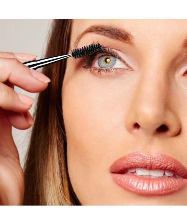 2-Piece Eyelash Brush Set - Reusable Brow & Lash Wands with Cap - Mascara Spoolies Applicator Brushes in Black & White - Buy Online on SooperMarket.com