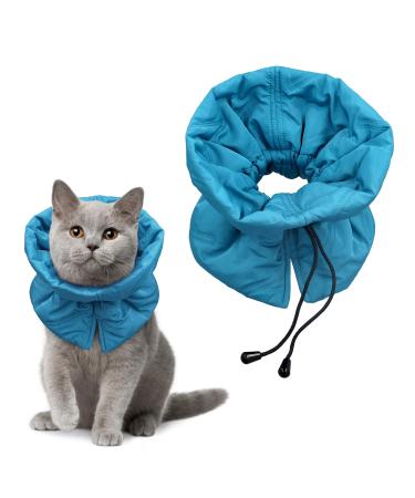 Cat Recovery Collar Soft Adjustable Cat Cone Collar Breathable Cat Neck Protector Elizabethan Collar Lightweight Waterproof Kitten Cone Alternative for Puppies Pets Stop Licking (S Blue)