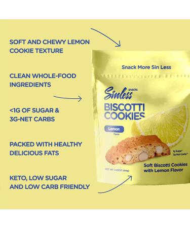 Sinless Snacks Lemon Biscotti Cookies - Soft & Chewy Keto Treats for Kids & Adults - 3 Ct - Buy Online on SooperMarket.com