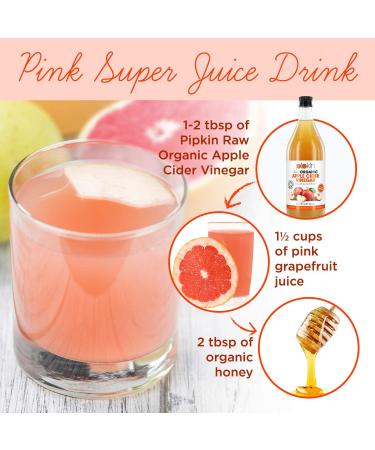 Pipkin 1000ml Raw Organic Apple Cider Vinegar with Mother Non-GMO 5% Acidity - Vegan & Vegetarian Friendly (Glass Bottle) - Buy Online on SooperMarket.com