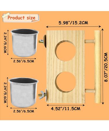 Tfwadmx Bird Food Stainless Steel Cups Wooden Perch Stand - Hanging Feeder Bowls for Parakeets, Conures, Cockatiels, Budgie Parrot - Feeding & Watering Supplies - Buy Online on SooperMarket.com