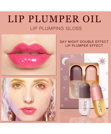 Natural Lip Plumper Set: Day & Night Lip Enhancer Balm with Plant Extracts - Lip Serum for Fuller, Hydrated Lips (2 Pcs, 5.5MLX2) - Buy Online on SooperMarket.com