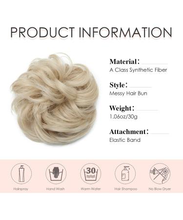 Synthetic Messy Hair Bun Scrunchie Extension in Ash Blonde/Bleach Blonde - Curly Wavy Chignon Updo for Women | Ponytail Hair Accessories - Buy Online on SooperMarket.com