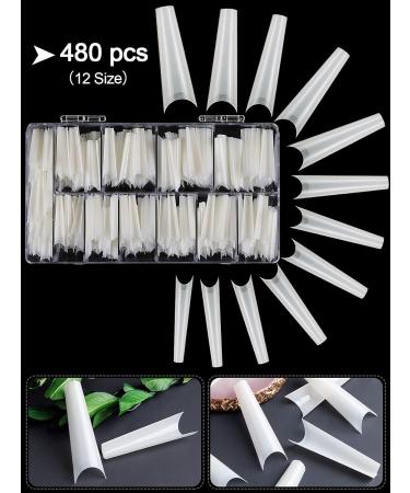 Kalolary 480pcs XXL Natural Color False Nail Tips - Extra Long Half Cover French Acrylic Nail Art Extension Tools in Clear Box - Buy Online on SooperMarket.com