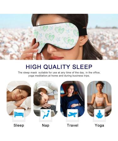 Haskirky Light Blocking Eye Mask | Adjustable for Men and Women | Perfect for Travel, Yoga, Meditation | Deep Sleep | Comfortable and Breathable | Goodies Green Hearts Blue - Buy Online on SooperMarket.com
