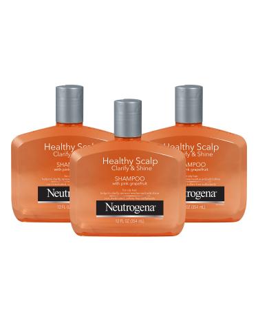 Neutrogena Exfoliating Healthy Scalp Clarify & Shine Shampoo for Oily Hair and Scalp, Anti-Residue Shampoo with Pink Grapefruit, pH-Balanced, Paraben & Phthalate-Free, Color-Safe, 12 Fl Oz (pack of 3)