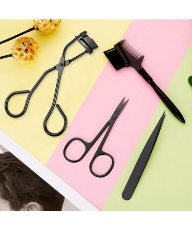 48-Piece Eyelash Curler Set with Mini Kit, Tweezers, Brush, Scissors, Silicone Pads (Black) - Buy Online on SooperMarket.com