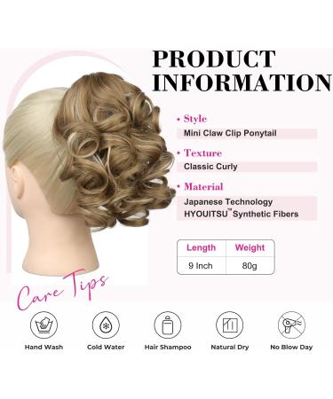 REECHO 9 Classic Loose Curly Wavy Claw Clip Ponytail Extension - Medium Blonde with Blonde Highlights - Buy Online on SooperMarket.com