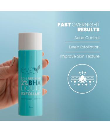 Eva Naturals 2% BHA Salicylic Acid Exfoliant for Blackheads & Pores - Face Exfoliator for Wrinkles & Glow | Hydrate & Brighten - 4 oz - Buy Online on SooperMarket.com