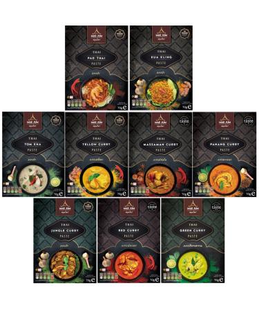 NEW Gift Box Taster Bundle - Traditional Thai Curry Paste by Mae Jum (9 Packs of 70g) | Includes Great Taste Award Winners 2020