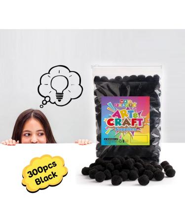 300 pcs 1 inch Black Pom Poms Balls in Reusable Zipper Bag - Arts and DIY Project Supplies - Buy Online on SooperMarket.com