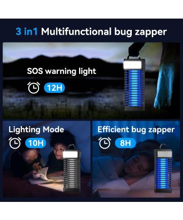 Bug Zapper Indoor and Outdoor - Cordless Mosquito Killer for Home, Garden, and Patio Use (Black) - Buy Online on SooperMarket.com