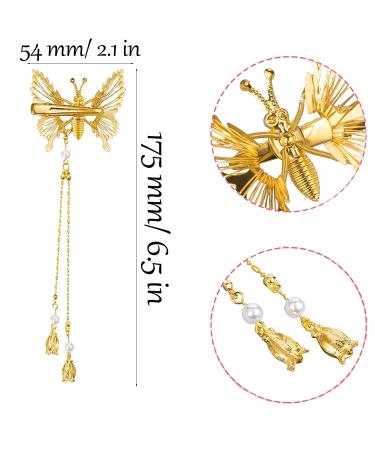 Flymind 6Pcs Moving Butterfly Tassel Hair Clips Elegant Antique Side Clip for Women & Girls (Silver) - Buy Online on SooperMarket.com