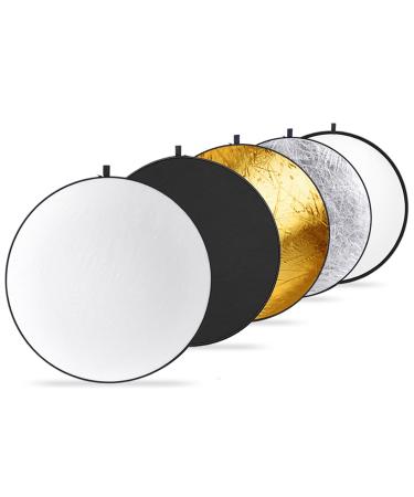 NEEWER 19.6 Inch/50 Centimeter Light Reflector Light Diffuser 5 in 1 Collapsible Multi Disc with Bag - Translucent, Silver, Gold, White, and Black for Studio Photography Lighting and Outdoor Lighting