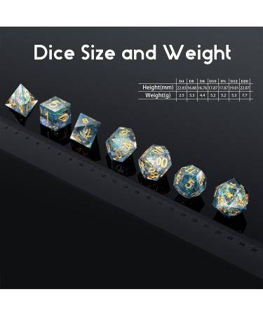 Dungeons and Dragons Dice Set DNDND Handmade Sharp Edge 7 Resin D&D Die with Gift Dice Case for DND Dungeons and Dragon Game (Dark Cyan with Gold Number) - Buy Online on SooperMarket.com