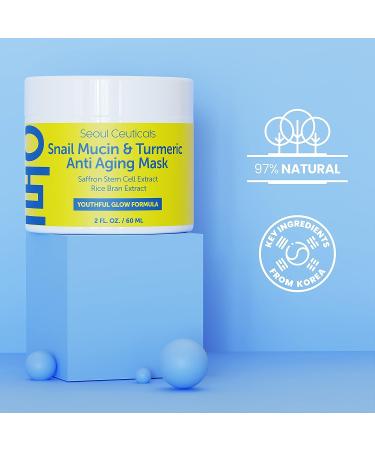 Korean Snail Mucin & Turmeric Face Mask | Anti-Aging K Beauty with Saffron & Rice Bran | Hydrating 2oz Mask - Buy Online on SooperMarket.com