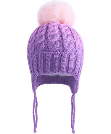 LANGZHEN Toddler Winter Hat Earflap Knit Cap for Baby Boys Girls 2-4 Years - Purple - Buy Online on SooperMarket.com