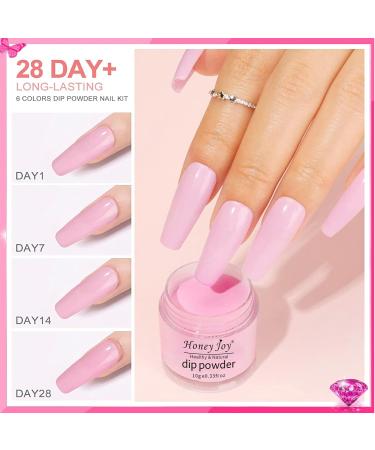 Honey Joy Dip Powder Nail Kit Starter Set - 4 Colors Hot Pink Glitter Dipping Powder Liquid with Base Top Coat Activator - Nail Art Manicure Salon DIY - No LED Lamp Needed - Dip-7pcs-01 - Buy Online on SooperMarket.com
