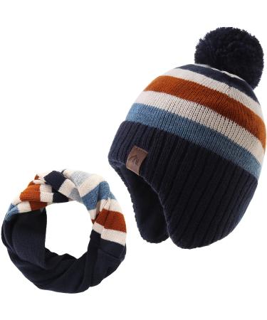 AHAHA Winter Hat Girls Earflap Beanie Pompom Knitted Hats 51 Rainbow Hat Set