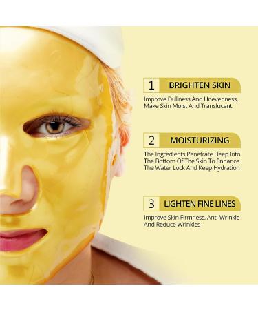 Greenlife Crystal 24K Gold Collagen face 10pcs Masks sheet - Anti Aging Wrinkles Moisturising Blemishes Firming Toning Dark Circles (10 pcs golden facial mask) - Buy Online on SooperMarket.com