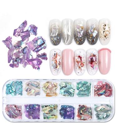 Irregular Abalone Seashell Slices 3D Nail Art Shell Piece Nail Art Decorations UV Gel Flake Mermaid Nail Sequins Multi-colored C