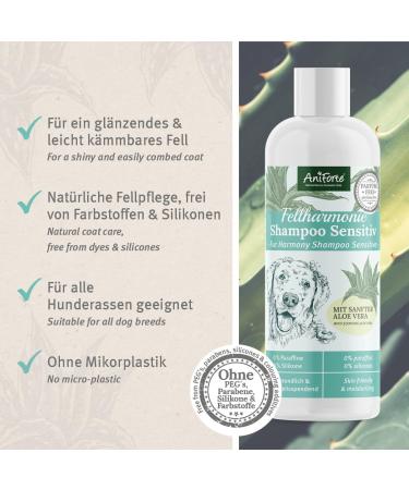 AniForte Fellharmonie Dog Shampoo Sensitive with Aloe Vera 200ml - Gentle Care for Sensitive Dogs Easy-Combing Fur Dye & Perfume-Free - Buy Online on SooperMarket.com
