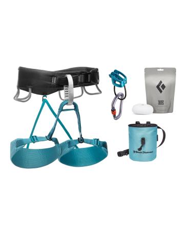 Black Diamond Womens Momentum Rock Climbing Harness - Complete Package Small Aqua Verde