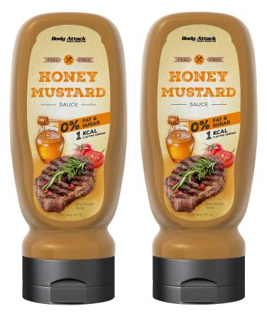 Body Attack Grill Sauce Honey Mustard 2x 320ml / 2x 32 Portions - Made in Germany - low -calorie sauce perfect for grilled food little fat & sugar lactose -free ideal for cooking for diet phases Honey Mustard 320 ml (2 -pack)