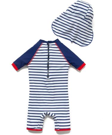 BONVERANO Toddler Boys Swimsuit | UPF 50+ Captain Bathing Suit for 2-3 Years | Short-Sleeve Zipper One Piece Swimwear - Buy Online on SooperMarket.com