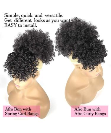 Afro Puff Drawstring Ponytail with Bangs Pineapple Updo Hair for African American Women Short Kinky Curly Ponytail Bun with 2 Replaceable Bangs(#1B-Black) 1 ponytail+ 2 bangs 1B - Buy Online on SooperMarket.com